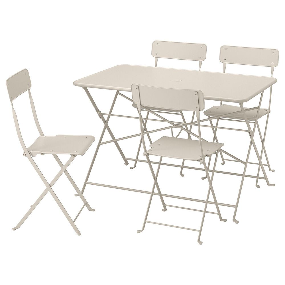 Стол + 4 складных стула, для/сада, бежевый IKEA САЛЬТХОЛЬМЕН 792.790.42 - фото 1