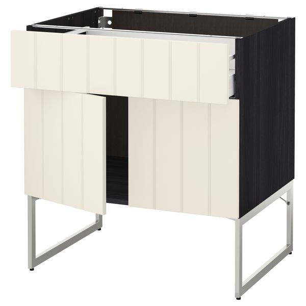 Напольный шкаф, полки, ящик, 2 двери МЕТОД / МАКСИМЕРА, черный, Хитарп белый с оттенком - схема-чертеж с размерами