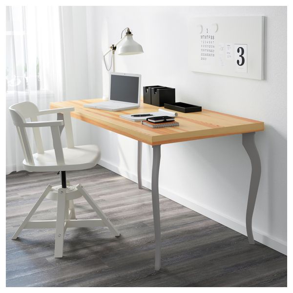 Стол ТОРНЛИДЕН / ЛАЛЛЕ, сосновый шпон, серый (150x75 см) - схема-чертеж с размерами