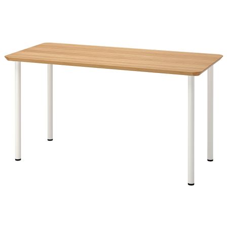 Письменный стол, бамбук/белый 140x65 см IKEA ANFALLARE АНФАЛЛАРЕ / ADILS АДИЛЬС 594.176.95
