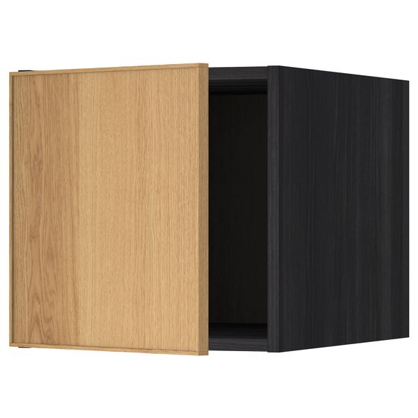 Верхний шкаф МЕТОД, черный, Экестад дуб (40x40 см) - схема-чертеж с размерами