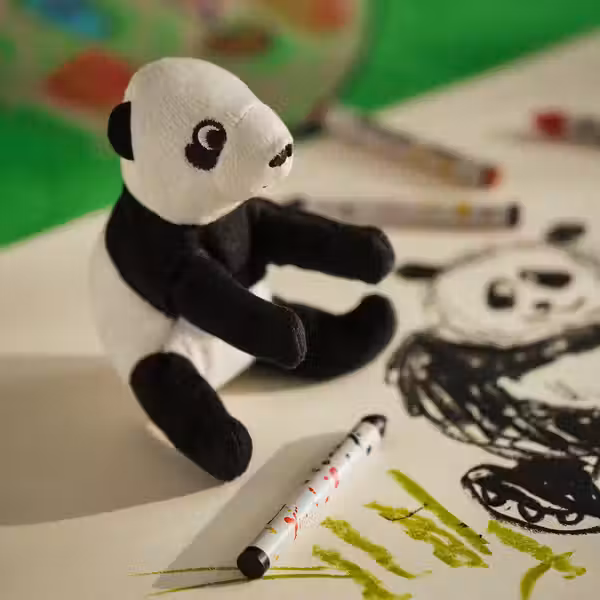 DJUNGELSKOG Мягкая игрушка - мини/панда 11 см - схема-чертеж с размерами