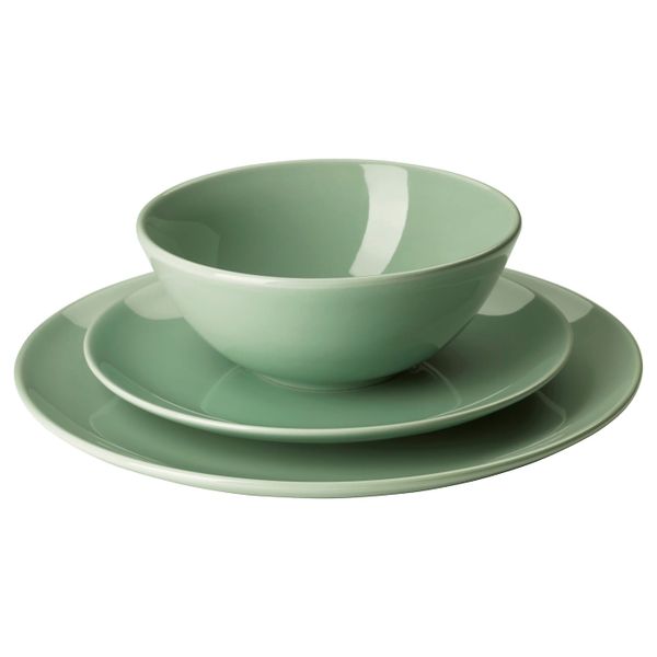 Сервиз, 18 предметов, каменная керамика/светло-зеленый IKEA FÄRGRIK ФЭРГРИК 504.639.55 - схема-чертеж с размерами