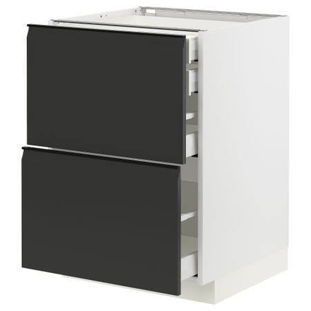Напольный шкаф 2фасада,2низ, 1 средний, 1 встроенный ящик IKEA METOD МЕТОД, MAXIMERA МАКСИМЕРА 394.934.64