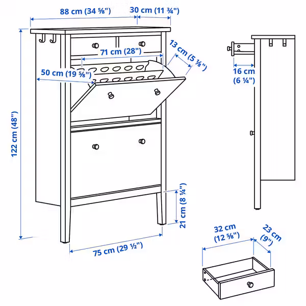 IKEA, дополнительный ракурс - схема-чертеж с размерами