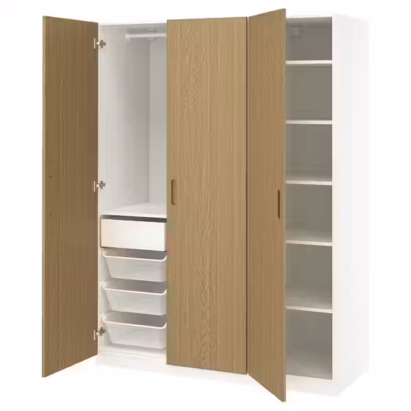 PAX / TONSTAD Гардероб, комбинация - белый/дубовый шпон 150x60x201 см - фото 1