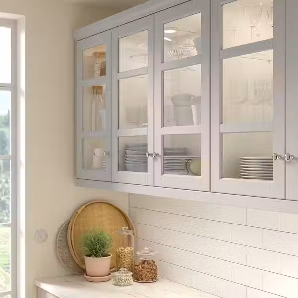 LERHYTTAN Стеклянная дверь - светло-серый 30x100 см - фото 2