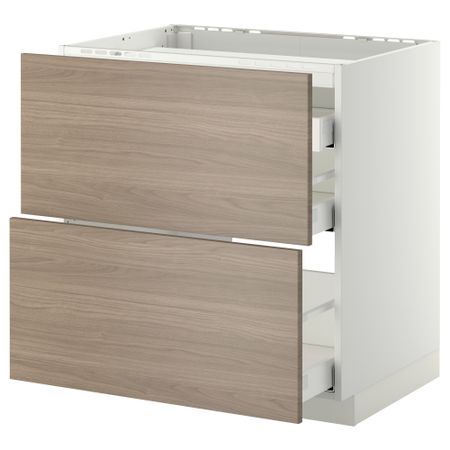 Напольный шкаф, 2 фронтальных панели, 3 ящика МЕТОД / МАКСИМЕРА, белый, Брокхульт светло-серый