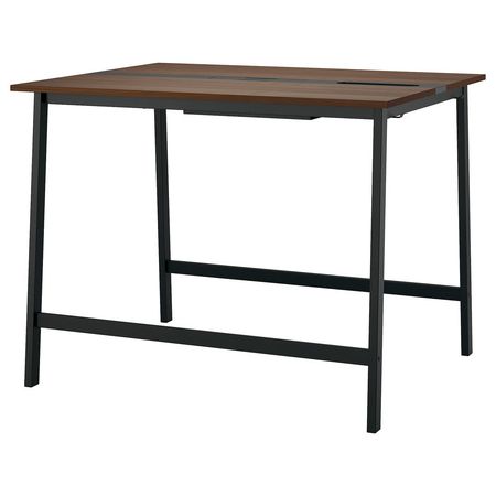 MITTZON Конференц-стол - шпон грецкого ореха/чёрный 140x108x105 см