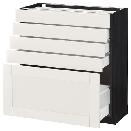 Напольный шкаф с 5 ящиками МЕТОД / МАКСИМЕРА, черный, Сэведаль белый