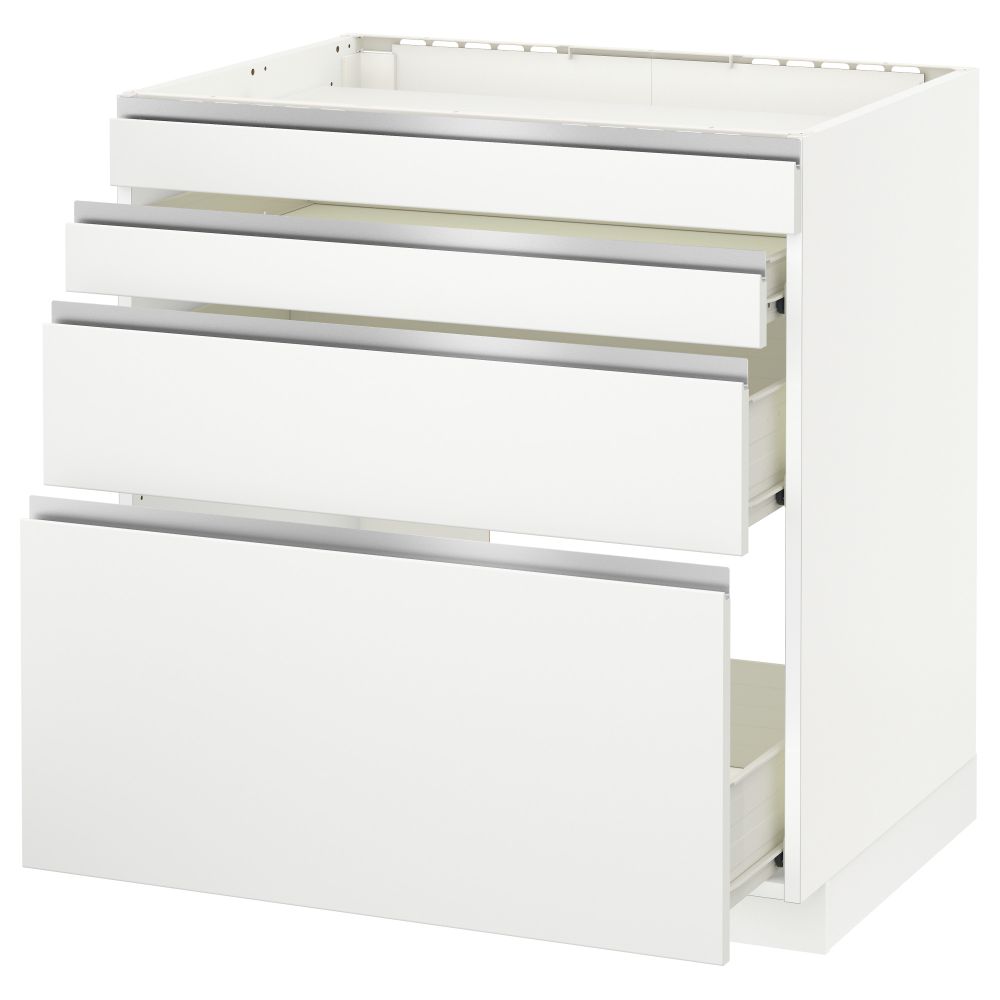 Напольный шкаф для духовки, 4фасада, 3 ящика МЕТОД / ФОРВАРА, белый, Нодста белый - схема-чертеж с размерами