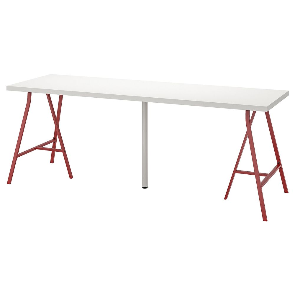 Стол, белый, красный 200x60 см IKEA LINNMON ЛИННМОН / LERBERG ЛЕРБЕРГ 393.355.68 - фото 1