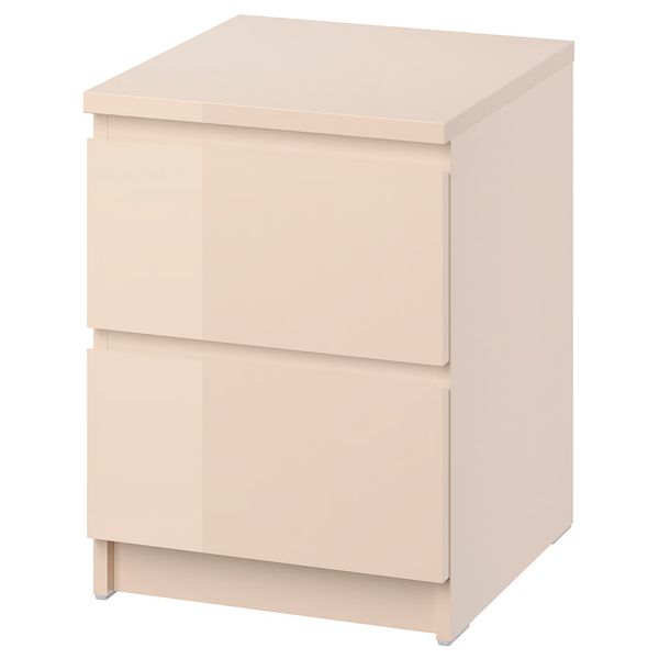 MALM Комод с 2 ящиками - светло-оранжевый/глянцевый 40x55 см - фото 1