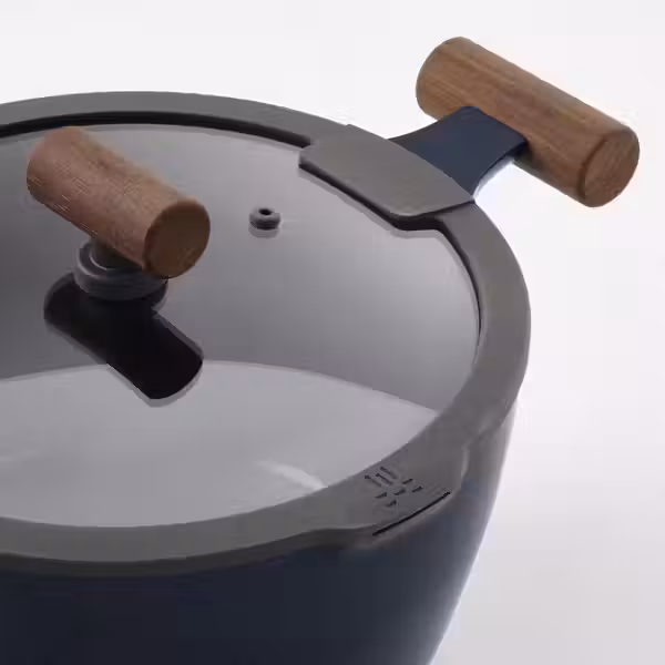 KLIPPFISK КЛИППФИСК Кастрюля с крышкой - антипригарное покрытие стекло/дерево черно-синий 5 л - фото 5