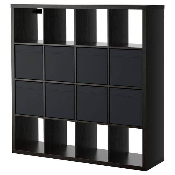 Стеллаж с 8 вставками КАЛЛАКС, черно-коричневый, черный (147x147 см) - фото 1