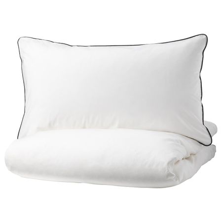 Пододеяльник и 2 наволочки, белый, серый 200x200/50x70 см IKEA КУНГСБЛОММА 104.230.75