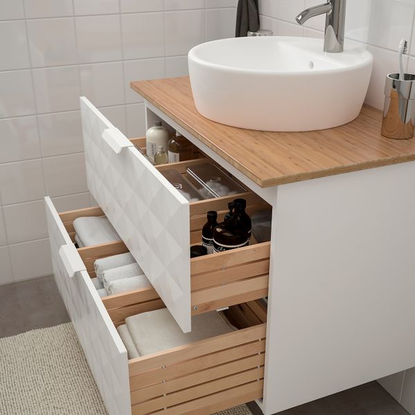 Шкаф п-раковину/столешн45/раковина, Решён белый, бамбук ДАЛЬШЕР смеситель 82x49x74 см IKEA ГОДМОРГОН/ТОЛКЕН / ТОРНВИКЕН - схема-чертеж с размерами