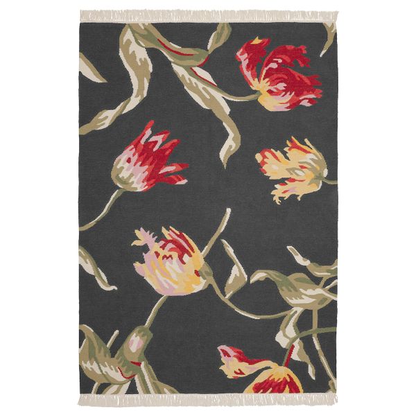 Ковер безворсовый, черный/ручная работа 133x195 см IKEA ÅLANDSROT ОЛАНДСРОТ 604.839.05 - фото 1