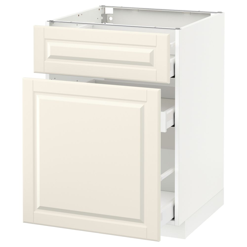 Напольный шкаф, выдвижной секцией, ящик МЕТОД / МАКСИМЕРА, белый, Будбин белый с оттенком - схема-чертеж с размерами