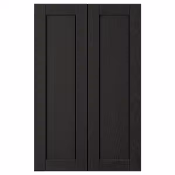 LERHYTTAN Дверца д/напольн углового шк, 2шт - черная морилка 25x80 см - фото 1