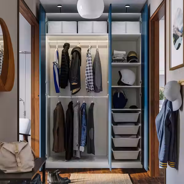 PAX / FYRUDDEN Гардероб, комбинация - белый/синий 150x60x236 см - фото 2