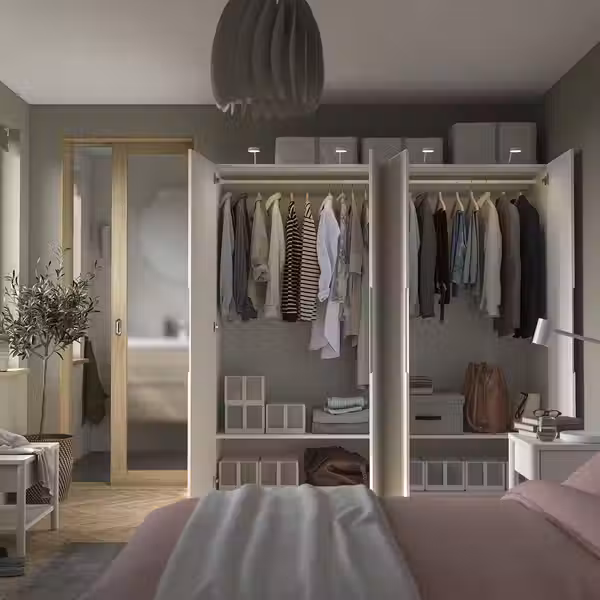 PAX / TONSTAD Гардероб, комбинация - белый/белый с оттенком 200x60x201 см - фото 3