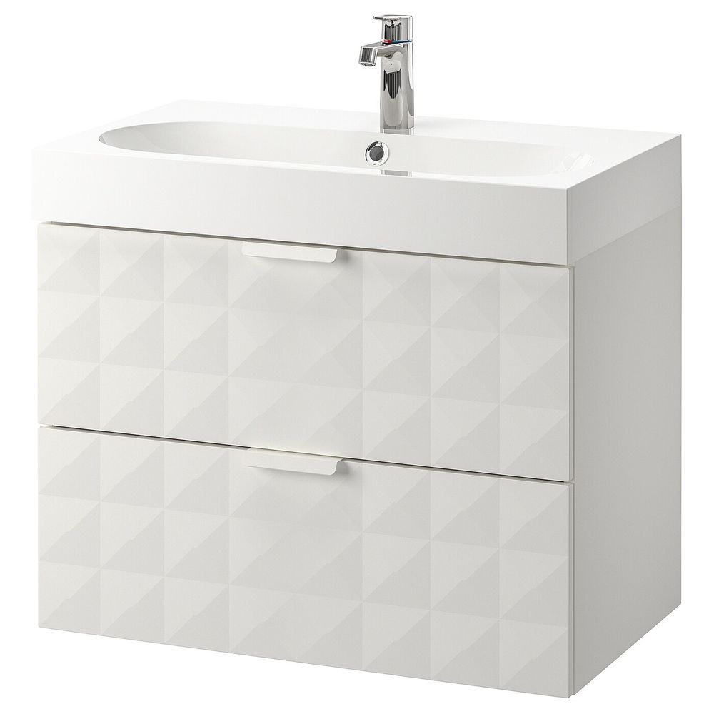 Шкаф для раковины с 2 ящ, Решён белый, БРОГРУНД смеситель 80x48x68 см IKEA ГОДМОРГОН / БРОВИКЕН 492.923.99 - фото 1