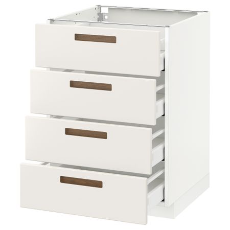 Напольный шкаф 4 фронтальных панели, 4 ящика МЕТОД / МАКСИМЕРА, белый, Мэрста белый