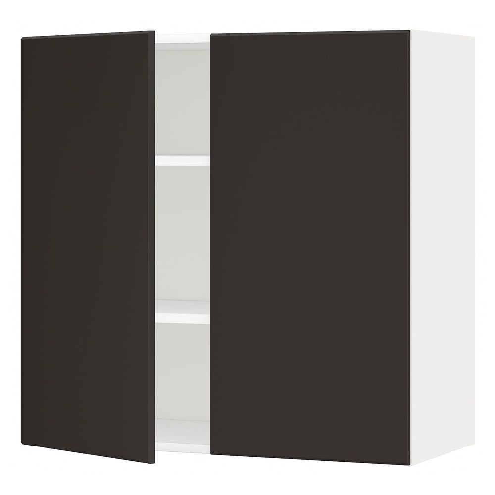 Навесной шкаф с полками/2дверцы, белый/Кунгсбакка антрацит 80x80 см IKEA METOD МЕТОД 792.196.18 - схема-чертеж с размерами