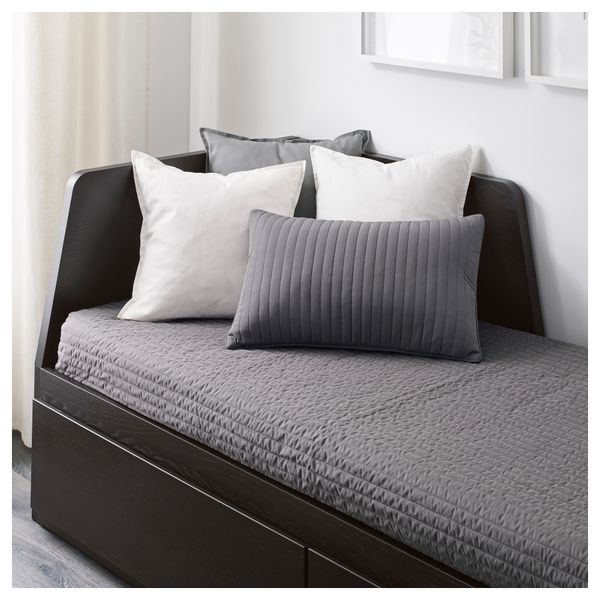 Кушетка с 2 матрасами/2 ящиками ФЛЕККЕ, черно-коричневый, Малфорс жесткий (80x200 см) - фото 5