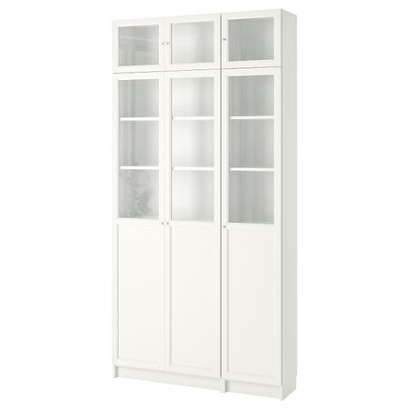 Стеллаж, белый/стекло 120x30x237 см IKEA BILLY БИЛЛИ / OXBERG ОКСБЕРГ 992.435.61