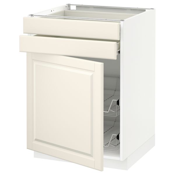 Напольный шкаф, дверца, 2 ящика, проволочных корзин МЕТОД / ФОРВАРА, белый, Будбин белый с оттенком - схема-чертеж с размерами