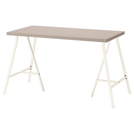 Стол, геометрический бежевый, белый, 120x60 см IKEA ЛИННМОН / ЛЕРБЕРГ 792.793.58