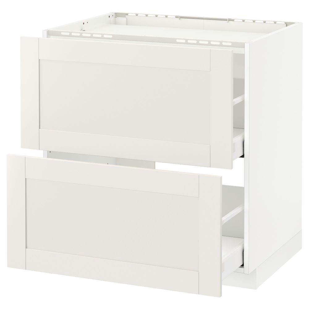 Напольный шкаф, 2 фронтальных панели, 3 ящика МЕТОД / МАКСИМЕРА, белый, Сэведаль белый - схема-чертеж с размерами