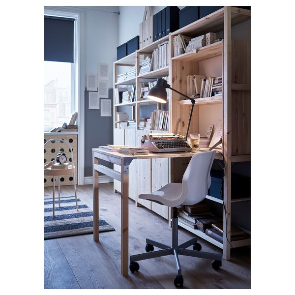 Стеллаж со столом/шкафами/полками, сосна 259x30-104x179 см IKEA IVAR ИВАР 193.047.56 - схема-чертеж с размерами