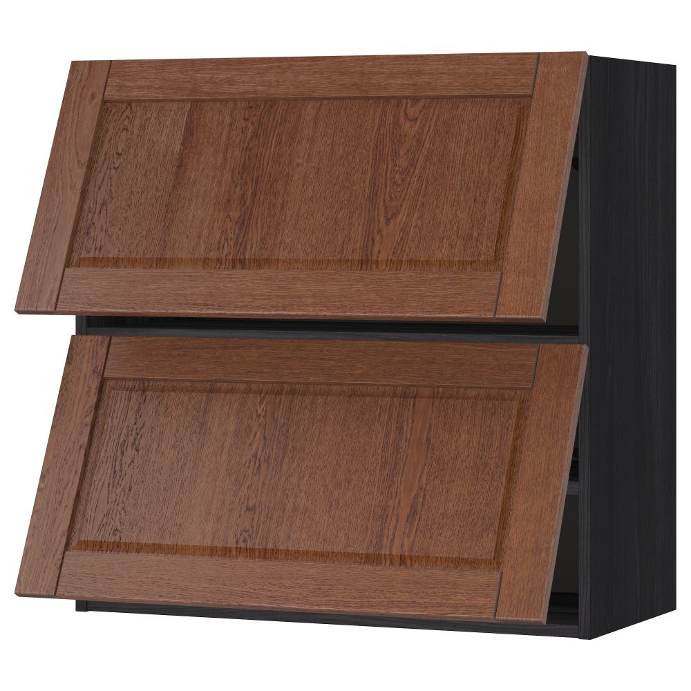 Навесной шкаф, 2 дверцы, горизонтальный МЕТОД, черный, Филипстад коричневый - схема-чертеж с размерами