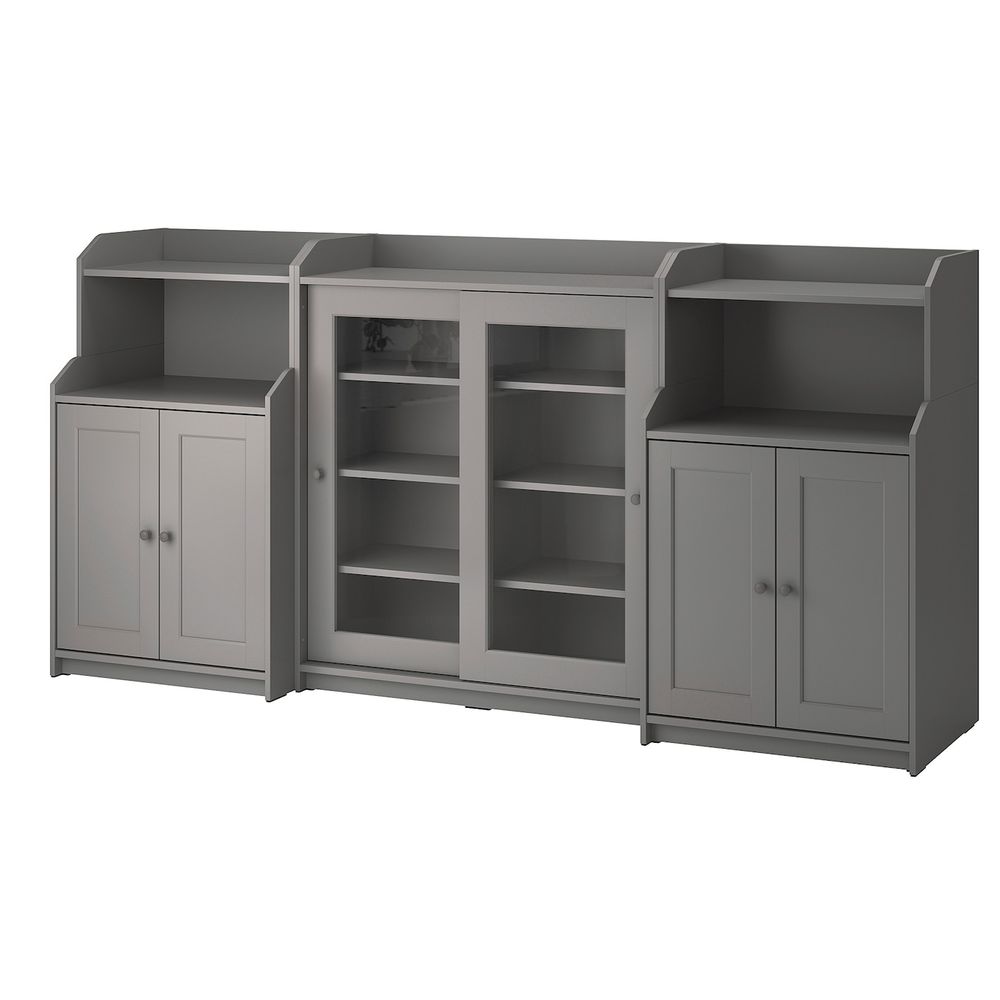 Комбинация для хранения, серый 244x46x116 см IKEA HAUGA ХАУГА 393.887.07 - фото 1