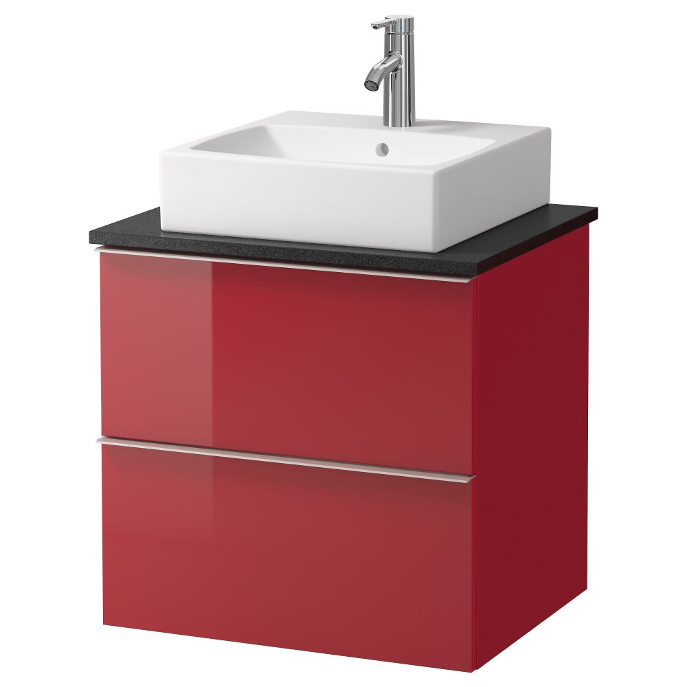 Шк п-раковину/столешн45x45/раковина  , глянцевый красный, черный (62x49x72 см) - схема-чертеж с размерами