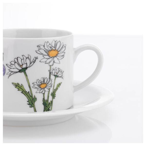 Чашка с блюдцем СТРОМЛОЯ, с цветочным орнаментом, белый (21 сл) - схема-чертеж с размерами