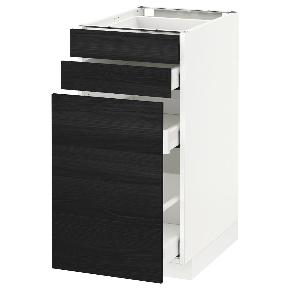 Напольный шкаф с выдвижными модулями, 2 фронтальные панели МЕТОД / МАКСИМЕРА, белый, Тингсрид черный - схема-чертеж с размерами