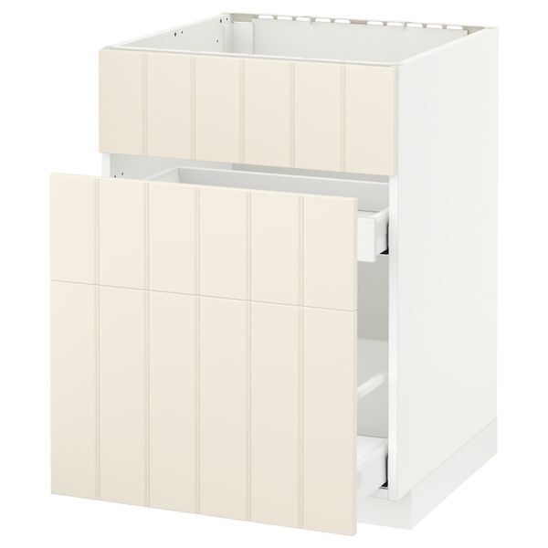 Напольный шкаф под мойку + 3 фронтальных панели, 2 ящика МЕТОД / МАКСИМЕРА, белый, Хитарп белый с оттенком - схема-чертеж с размерами