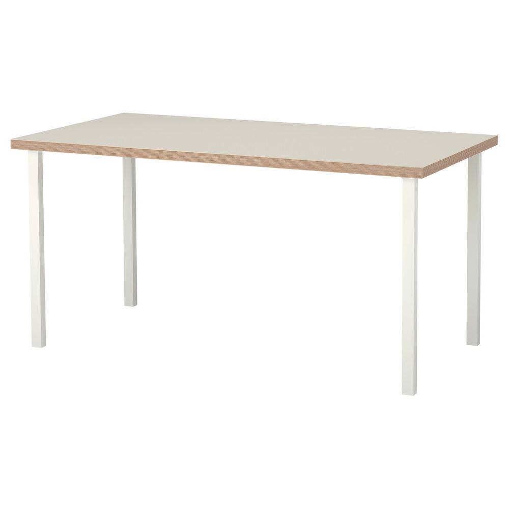 Стол, бежевый, белый, 150x75 см IKEA ЛИННМОН / ГОДВИН 792.792.59 - фото 1