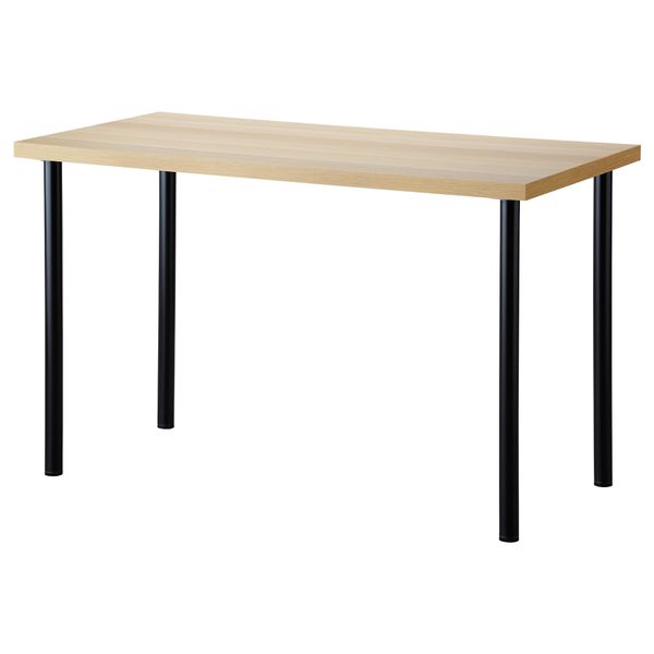 Стол ЛИННМОН / АДИЛЬС, под беленый дуб, черный (120x60 см) - схема-чертеж с размерами