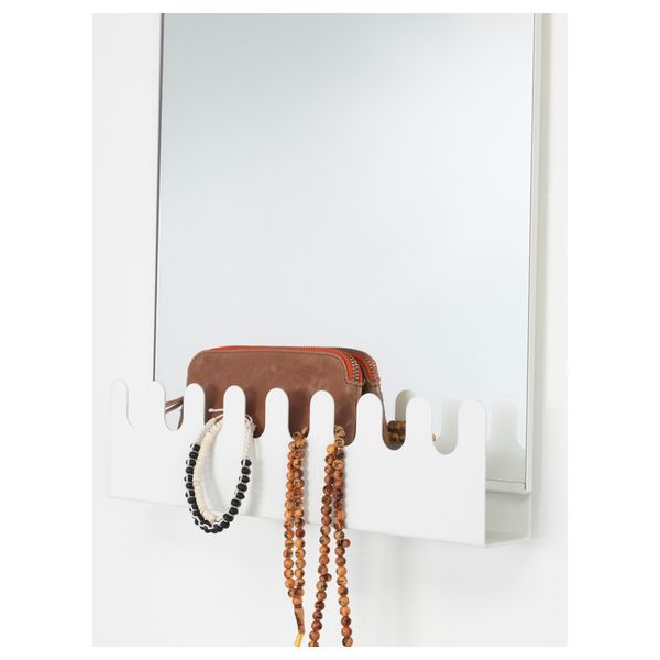 Надверное зеркало с крючками и полкой ГАРНЕС, белый надверное (38x83 см) - фото 2