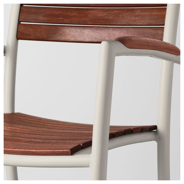 Стол + 4 стула с подлокотниками ВИНДАЛЬШЁ, белый, коричневая морилка - фото 6