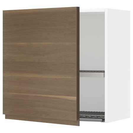Навесной шкаф с сушилкой, 60x60 см, белый, Voxtorp под грецкий орех IKEA METOD МЕТОД 994.572.03