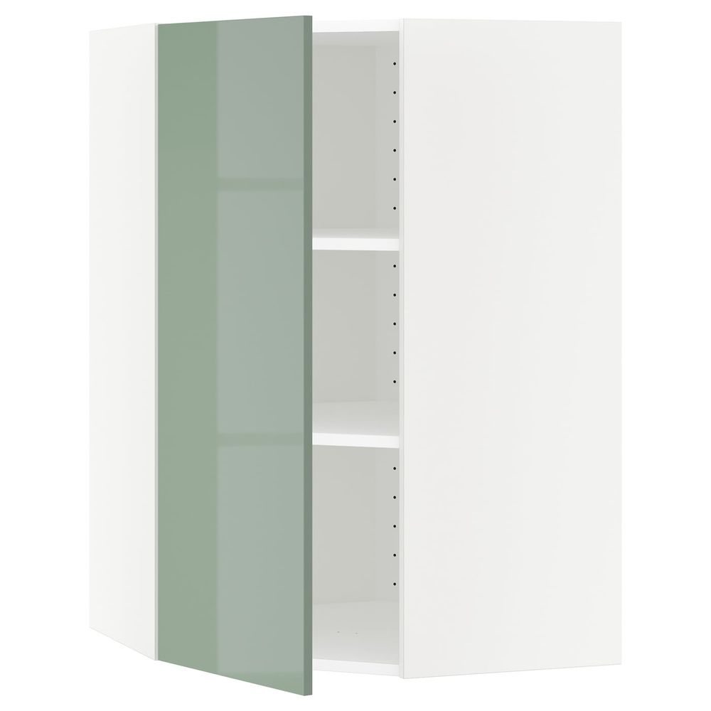 Угловой навесной шкаф с полками, белый, Калларп светло-зеленый, 68x100 см IKEA МЕТОД 892.249.59 - схема-чертеж с размерами