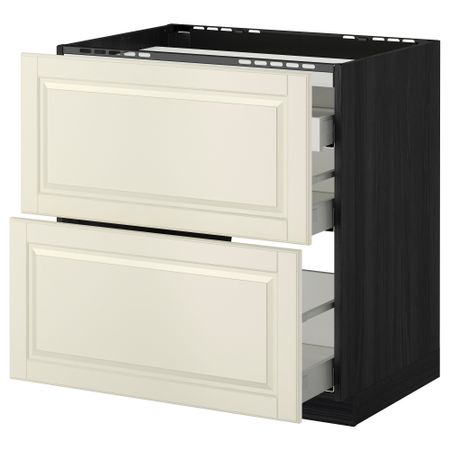 Напольный шкаф, 2 фронтальных панели, 3 ящика МЕТОД / МАКСИМЕРА, черный, Будбин белый с оттенком