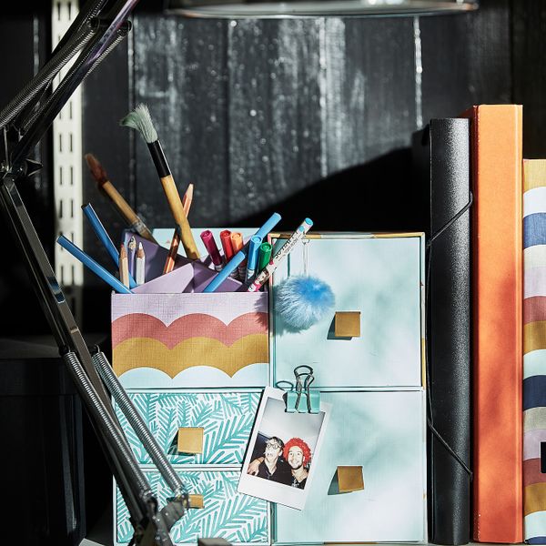 Мини-комод с 2 ящиками, голубой/разноцветный 26x12 см IKEA LANKMOJ ЛАНКМОЙ 004.680.31 - схема-чертеж с размерами