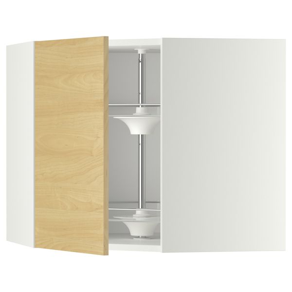 Угловой навесной шкаф с вращающейся секцией МЕТОД, белый, Тингсрид береза - схема-чертеж с размерами